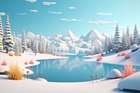 Landscape outdoors cartoon winter. 