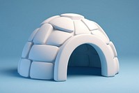 White igloo blue blue background. 