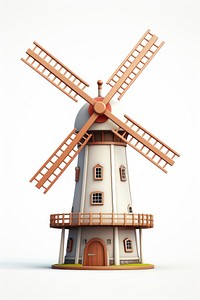 Windmill machine white background architecture. 