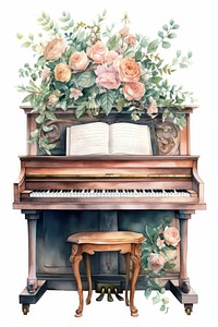 Piano keyboard flower white background. 