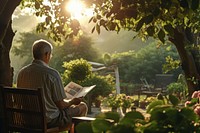 Reading nature publication tranquility. 