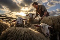 Sheep livestock landscape outdoors. AI generated Image by rawpixel.