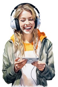 Headphones portrait headset smile. AI generated Image by rawpixel.