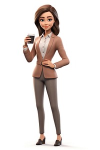 Standing cartoon adult woman. 