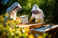 Beekeeper apiary farm. 