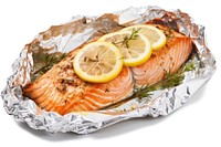 Salmon seafood meat foil. AI generated Image by rawpixel.