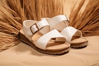 Footwear sandal white brown. AI generated Image by rawpixel.