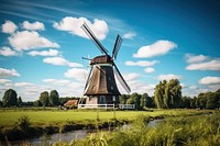 Windmill outdoors land sky. 