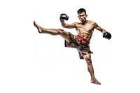 Thai boxing adult white background determination. AI generated Image by rawpixel.