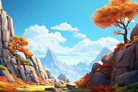 Mountain landscape outdoors cartoon. 