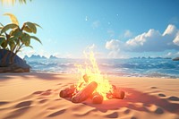 Beach fire outdoors burning. AI generated Image by rawpixel.