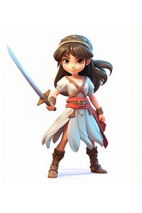 Cartoon weapon sword girl. AI generated Image by rawpixel.