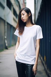 T-shirt sleeve female white. AI generated Image by rawpixel.