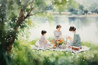Picnic outdoors family adult. AI generated Image by rawpixel.
