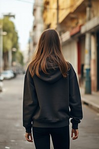 Street adult woman hood. 