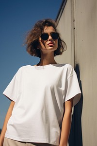 T-shirt sunglasses sleeve blouse. 