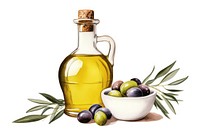 Bottle olive food white background. 