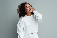 Laughing sweater smile adult. 