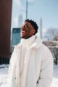 Standing laughing winter adult. 