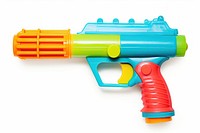 Gun toy white background aggression. 