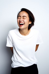 T-shirt laughing adult white. 