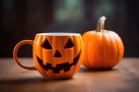Halloween mug pumpkin face. AI generated Image by rawpixel.