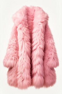 Coat fur pink white background. 