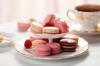 Macarons plate food tea. 