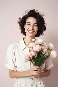 Portrait holding flower adult. 