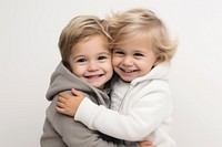 Hugging laughing portrait photo. 