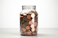 Coin jar money white background. 