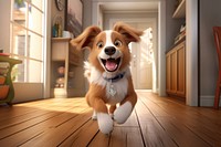 Cartoon dog flooring mammal. AI generated Image by rawpixel.