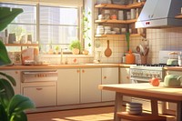 Kitchen plant architecture countertop. AI generated Image by rawpixel.