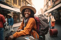 Smiling baggage adult smile. 