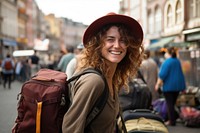 Bag backpack portrait tourist. 