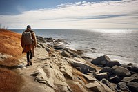 Adventure outdoors backpack horizon. 