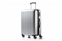 Luggage suitcase silver white background. 