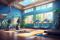 Treadmill fitness sports room. AI generated Image by rawpixel.