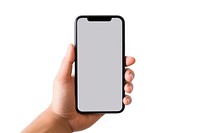 Holding phone hand white background. AI generated Image by rawpixel.
