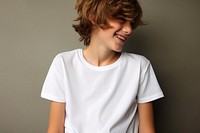 T-shirt sleeve smile white. 