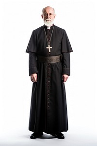 Priest adult robe white background. 