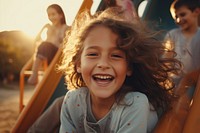 Laughing playground outdoors child. 