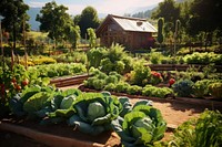 Vegetable garden gardening outdoors. 