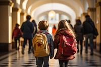 Corridor backpack walking architecture. AI generated Image by rawpixel.