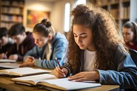 Classroom student writing teen. AI generated Image by rawpixel.