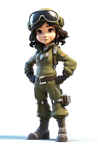 Military cartoon toy white background. 