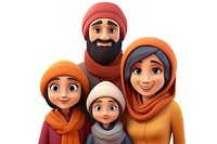 Cartoon family togetherness headscarf. 