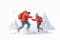 Snow cartoon mountaineering snowboarding. AI generated Image by rawpixel.