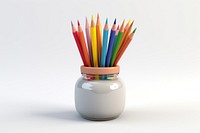 Pencil jar white background arrangement. 