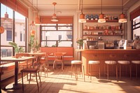 Architecture restaurant cafeteria furniture.